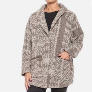 Prana Women's Cream and gray wool Teddy Jacket